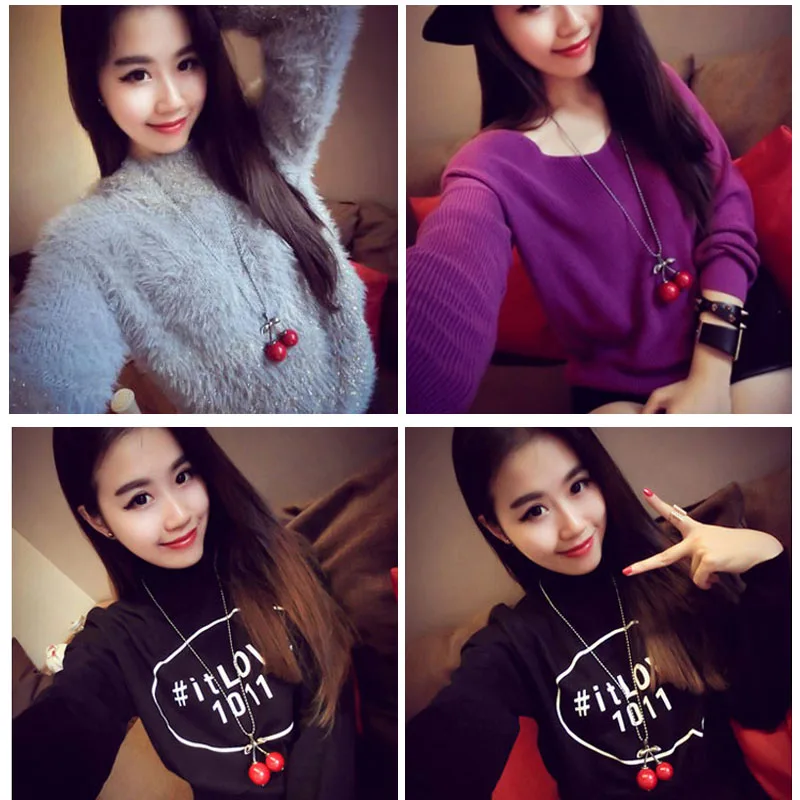 Korean Cute Red Cherry Sweater Chain Necklace for Women Long Chain Necklace Cherry Pendant Necklace Women's Statement Jewelry
Korean Cute Red Cherry Sweater Chain Necklace for Women Long Chain Necklace Cherry Pendant Necklace Women's Statement Jewelry