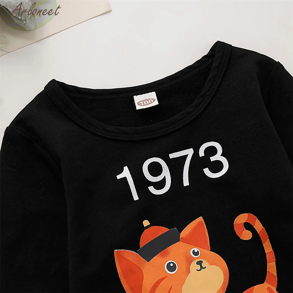 Детская одежда ARLONEET Осенний свитшот с мультяшным котом для мальчиков и девочек