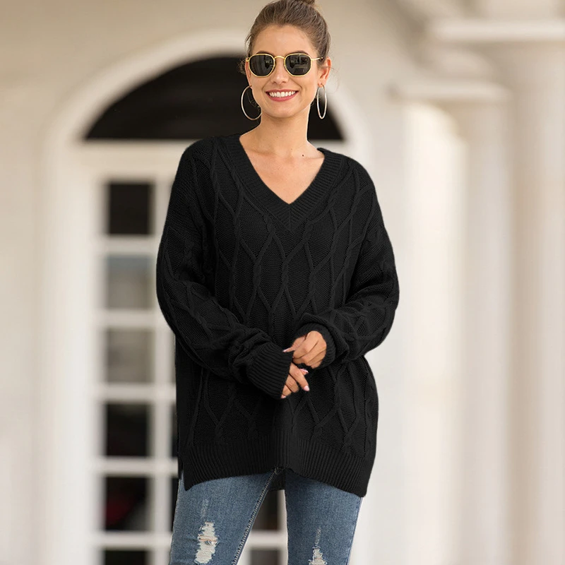 Plus Size Women Sweaters Argyle V-neck Solid 2020 Winter Elegant Knitted Pullovers
Plus Size Women Sweaters Argyle V-neck Solid 2020 Winter Elegant Knitted Pullovers