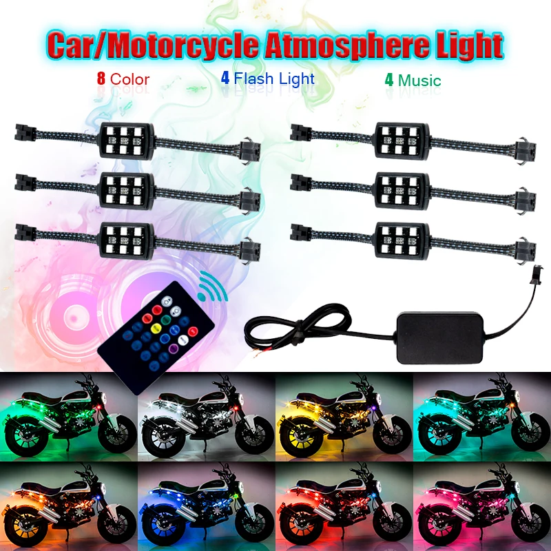 12/36/60 LED Smart Motorcycle Car Atmosphere Light with Wireless Remote Control Moto Decorative Strip Light Kit RGB 12V 2/6/10
12/36/60 LED Smart Motorcycle Car Atmosphere Light with Wireless Remote Control Moto Decorative Strip Light Kit RGB 12V 2/6/10
