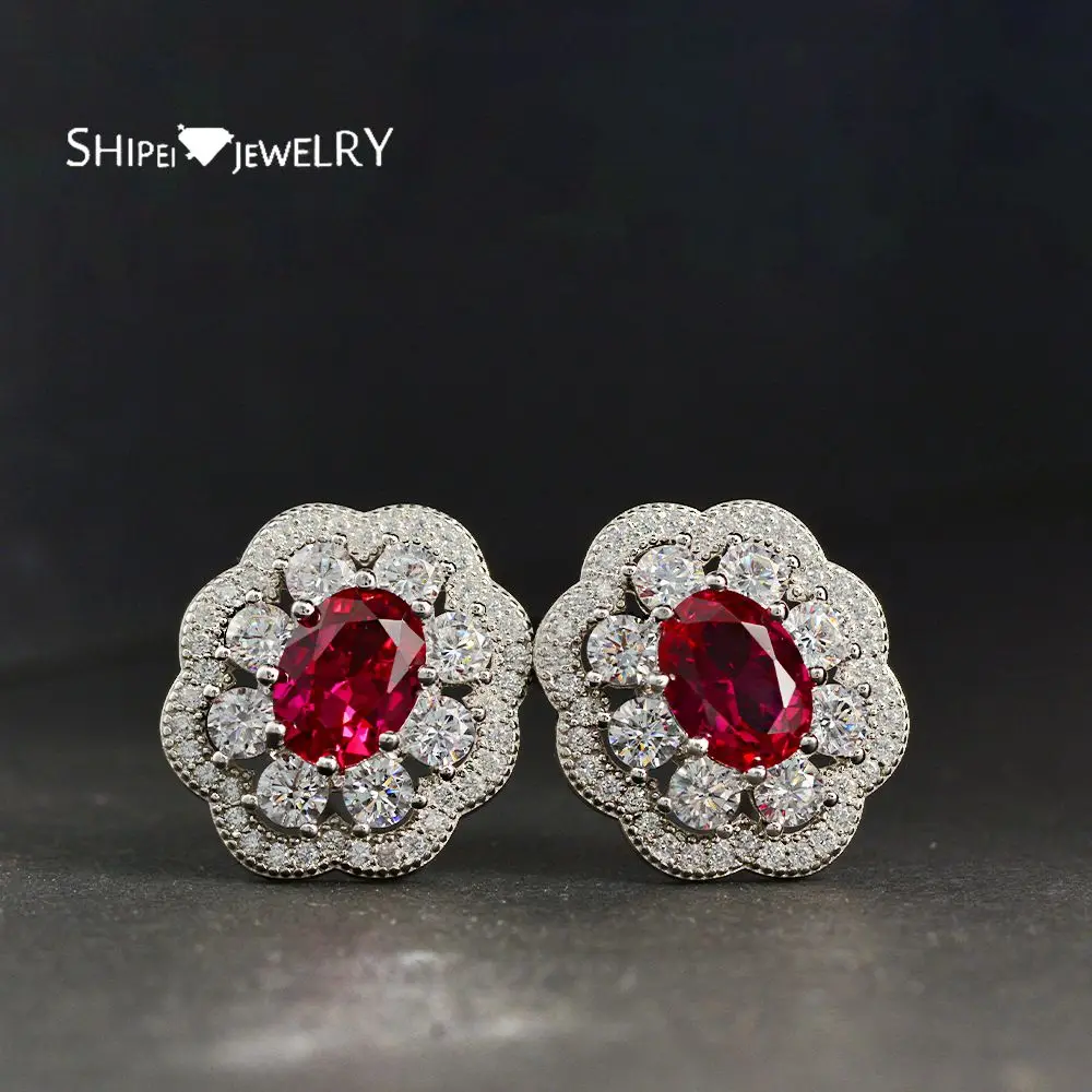 Shipei Vintage 925 Sterling Silver Oual Ruby Created Moissanite Diamonds Wedding Fine Jewelry Engagement Earrings For Women
Shipei Vintage 925 Sterling Silver Oual Ruby Created Moissanite Diamonds Wedding Fine Jewelry Engagement Earrings For Women