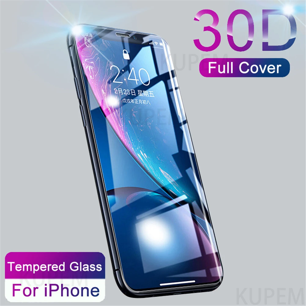 Защитное стекло 30D с полным покрытием экрана для iPhone 11 X Pro XS Max 11Pro XR 7 8 Plus SE 2 2020 128 ГБ