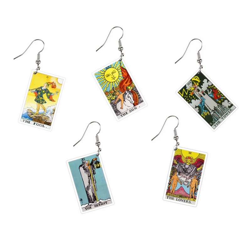 Simple And Creative Acrylic Tarot Brand Double-Sided Pattern Earrings Hip-Hop Style Trend Personality Women's Party Accessories
Simple And Creative Acrylic Tarot Brand Double-Sided Pattern Earrings Hip-Hop Style Trend Personality Women's Party Accessories