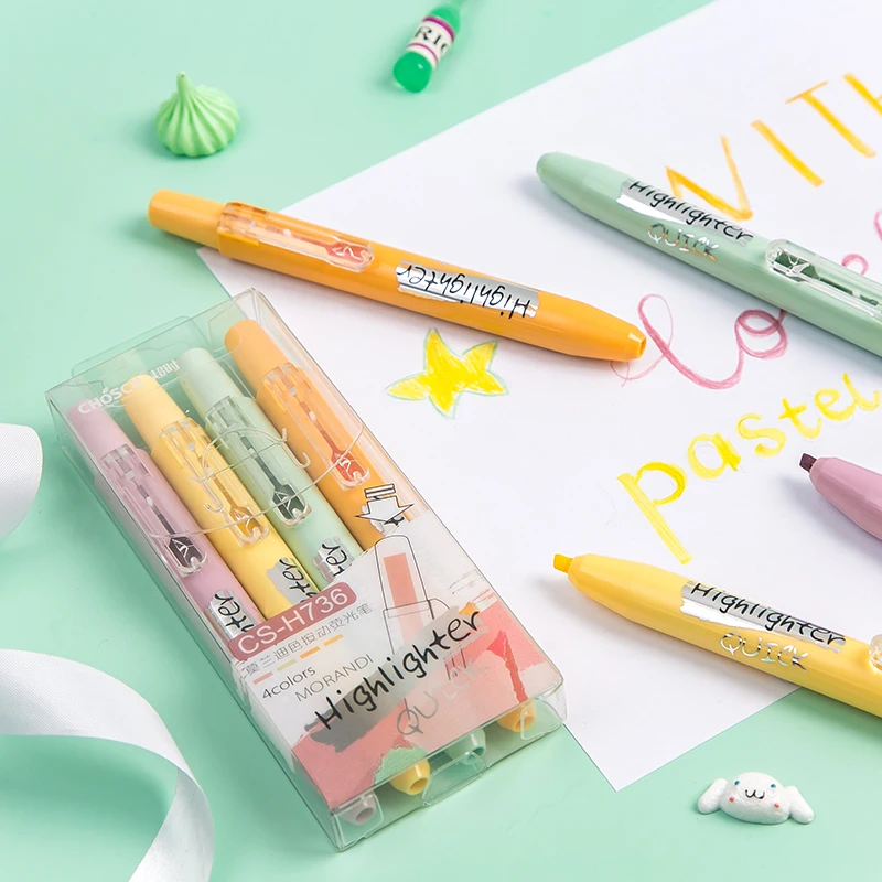 4pcs Morandi colors Highlighter Pen Set Chisel tip Fluorescent Color Marker Liner Drawing Stationery Office School Student F807
4pcs Morandi colors Highlighter Pen Set Chisel tip Fluorescent Color Marker Liner Drawing Stationery Office School Student F807