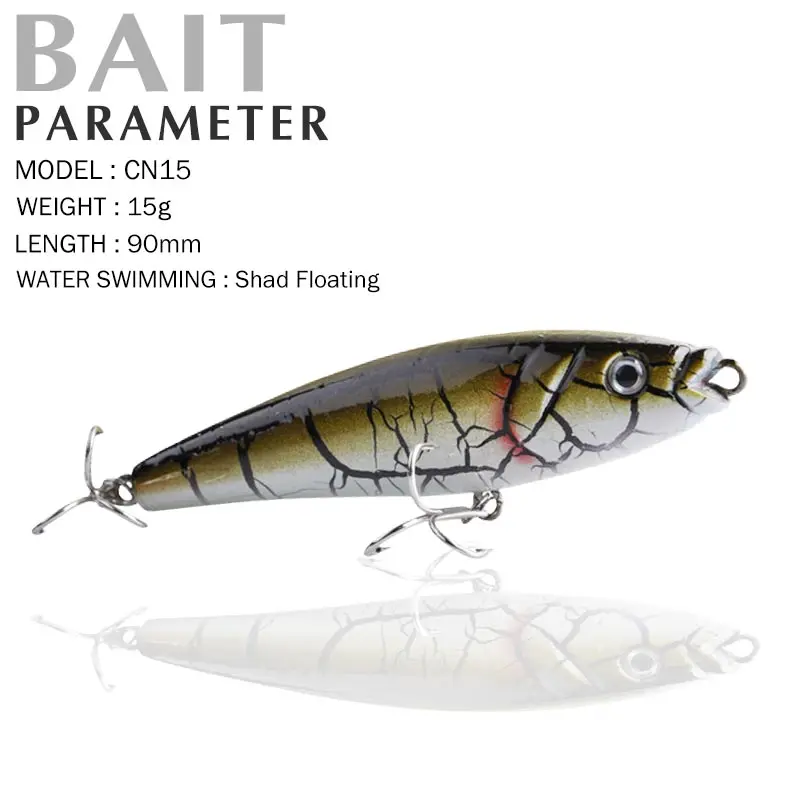 Fishing Lures 90mm/15g Shad Floating Quality Professional Pencil Hard Baits 3D Eyes Crank Bait
Fishing Lures 90mm/15g Shad Floating Quality Professional Pencil Hard Baits 3D Eyes Crank Bait
