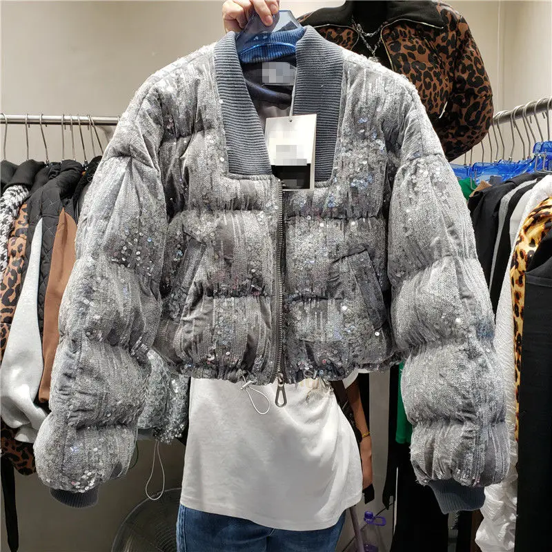 2021 Full Sequins Winter Cotton Jacket Women Parkas Fashion Zipper Loose Plu Coat Thick Warm Overcoat Winter Cotton Coat
2021 Full Sequins Winter Cotton Jacket Women Parkas Fashion Zipper Loose Plu Coat Thick Warm Overcoat Winter Cotton Coat