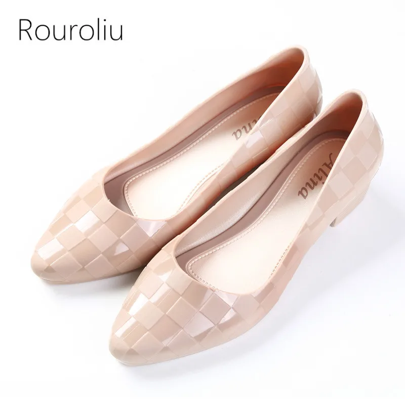 Rouroliu 2021 Women Low Heels Jelly Shoes Pointed Toe Shallow Rain Shoes PVC Waterproof Sandals
Rouroliu 2021 Women Low Heels Jelly Shoes Pointed Toe Shallow Rain Shoes PVC Waterproof Sandals