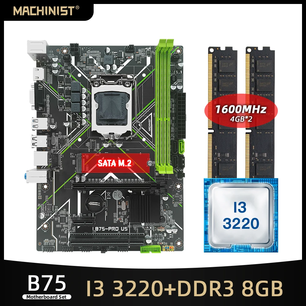 Материнская плата B75, LGA 1155, с процессором Intel I3 3220, DDR3 8 Гб (2 х4 ГБ), 1600 МГц, ОЗУ для настольного ПК, NGFF M.2 Micro-ATX B75-PRO-U5
Материнская плата B75, LGA 1155, с процессором Intel I3 3220, DDR3 8 Гб (2 х4 ГБ), 1600 МГц, ОЗУ для настольного ПК, NGFF M.2 Micro-ATX B75-PRO-U5