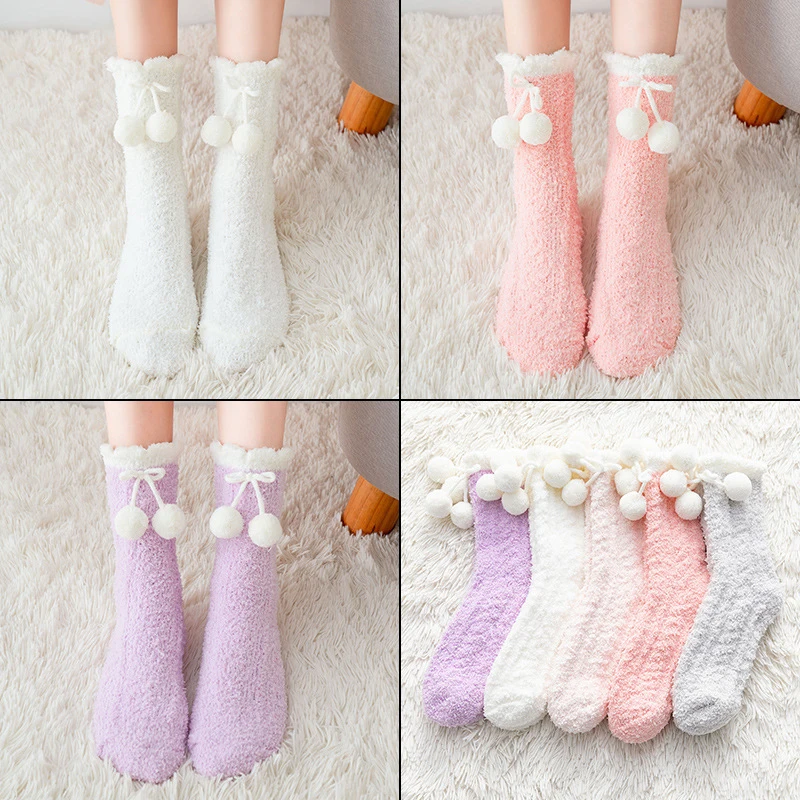 1 pair Winter Coral Velvet Sock With Hairball Womens Thicken Warm Mid-Tube Floor Sock Soft Snow Boots Velvet Home Socks Solid
1 pair Winter Coral Velvet Sock With Hairball Womens Thicken Warm Mid-Tube Floor Sock Soft Snow Boots Velvet Home Socks Solid