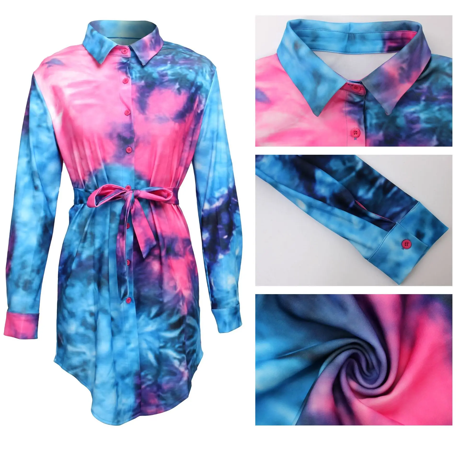 Women's Casual Short Sleeve Loose Tunic Tee Shirt Dress Tie Dye Shirt Dress Summer Spring Autumn with Belt
Women's Casual Short Sleeve Loose Tunic Tee Shirt Dress Tie Dye Shirt Dress Summer Spring Autumn with Belt
