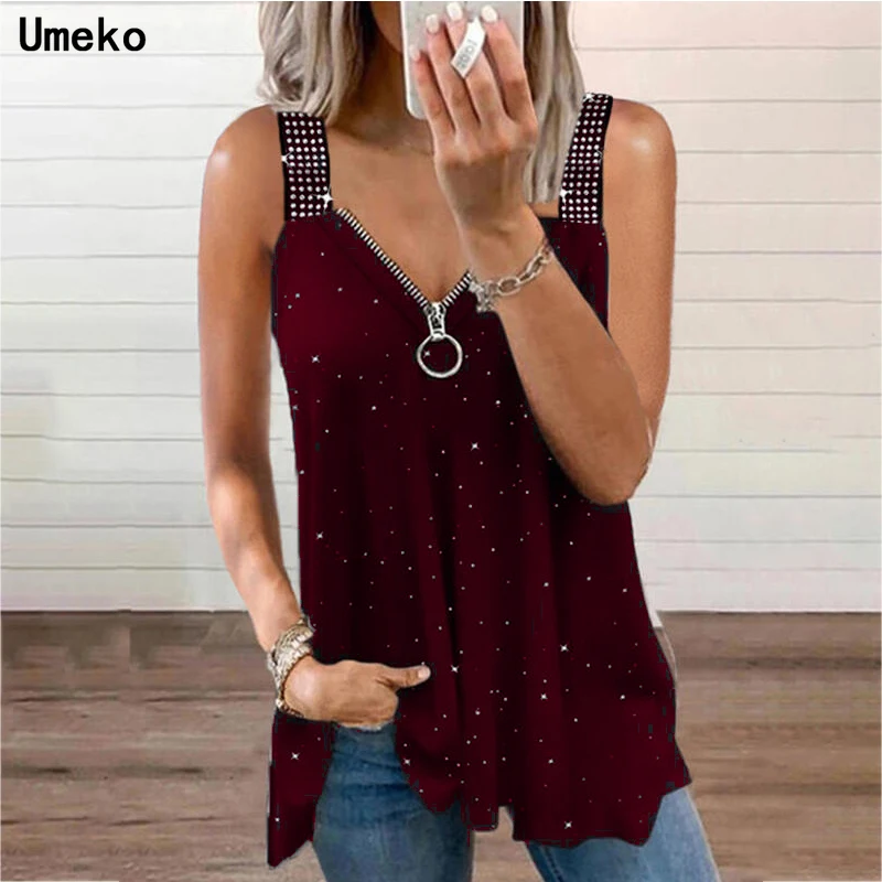 Umeko 2021 Женская Летняя мода женская модель 5XL цепочка слинг бриллиант без рукавов молния спереди Повседневная футболка украшение свободная
Umeko 2021 Женская Летняя мода женская модель 5XL цепочка слинг бриллиант без рукавов молния спереди Повседневная футболка украшение свободная