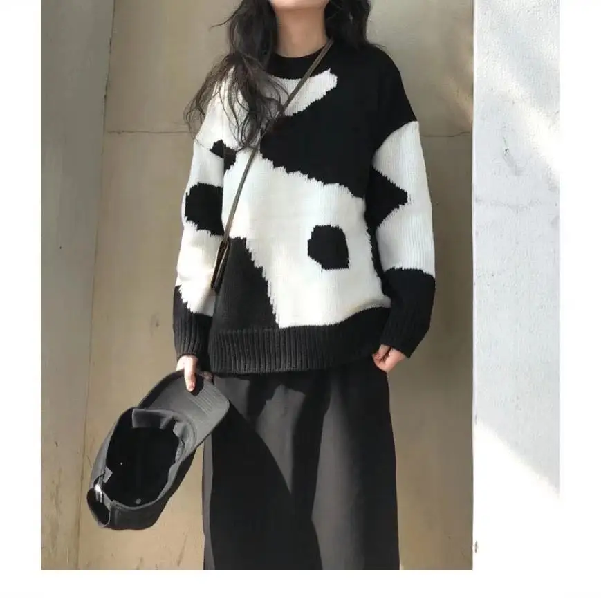 2021 New Women Sweater Ladies Knitted Casual Fashion Clothing Cow Pullover Print All-match Loose Stitching Sweater
2021 New Women Sweater Ladies Knitted Casual Fashion Clothing Cow Pullover Print All-match Loose Stitching Sweater