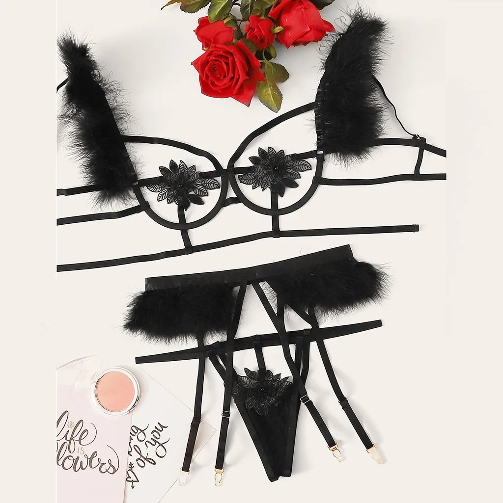 Sensual Lingerie Woman Sexy Lingerie Temptation Bra Brief Garter Women's Underwear Transparent Lace Underwear Set Exotic Sets
Sensual Lingerie Woman Sexy Lingerie Temptation Bra Brief Garter Women's Underwear Transparent Lace Underwear Set Exotic Sets