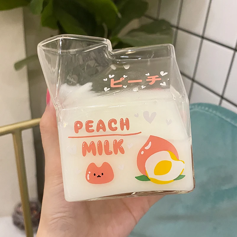380ml Kawaii Milk Glass Cup Creative Square Clear Milk Carton Water Bottles Wholesale Cute Fruit Heat Resistant Breakfast Cups
380ml Kawaii Milk Glass Cup Creative Square Clear Milk Carton Water Bottles Wholesale Cute Fruit Heat Resistant Breakfast Cups