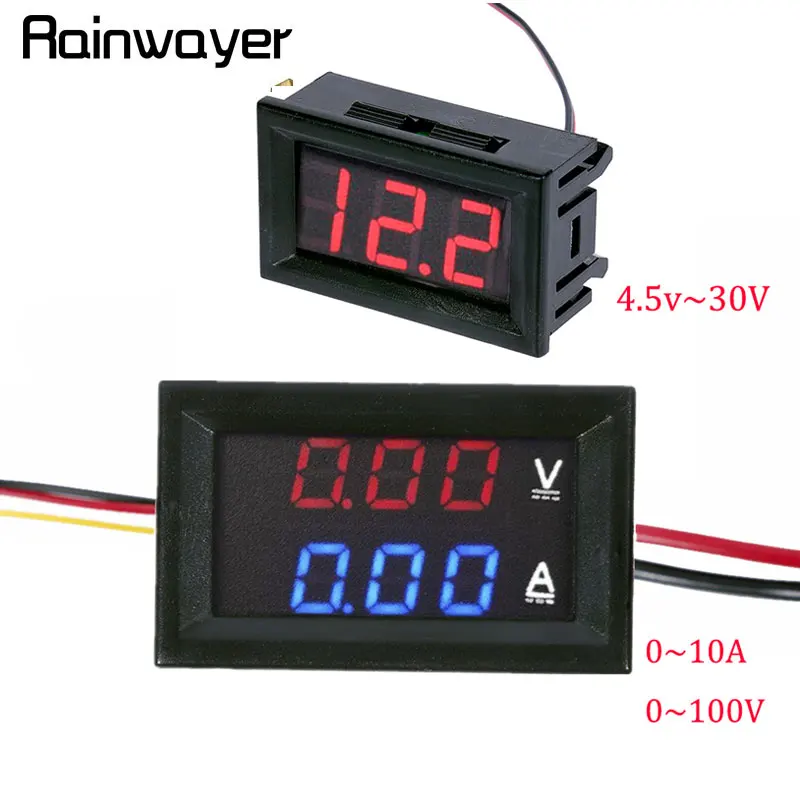 DC 100V 10A Voltmeter Ammeter Blue Red LED Amp Dual Digital Volt Meter Gauge, 4.5V to 30V Voltmeter Voltage Meter
DC 100V 10A Voltmeter Ammeter Blue Red LED Amp Dual Digital Volt Meter Gauge, 4.5V to 30V Voltmeter Voltage Meter