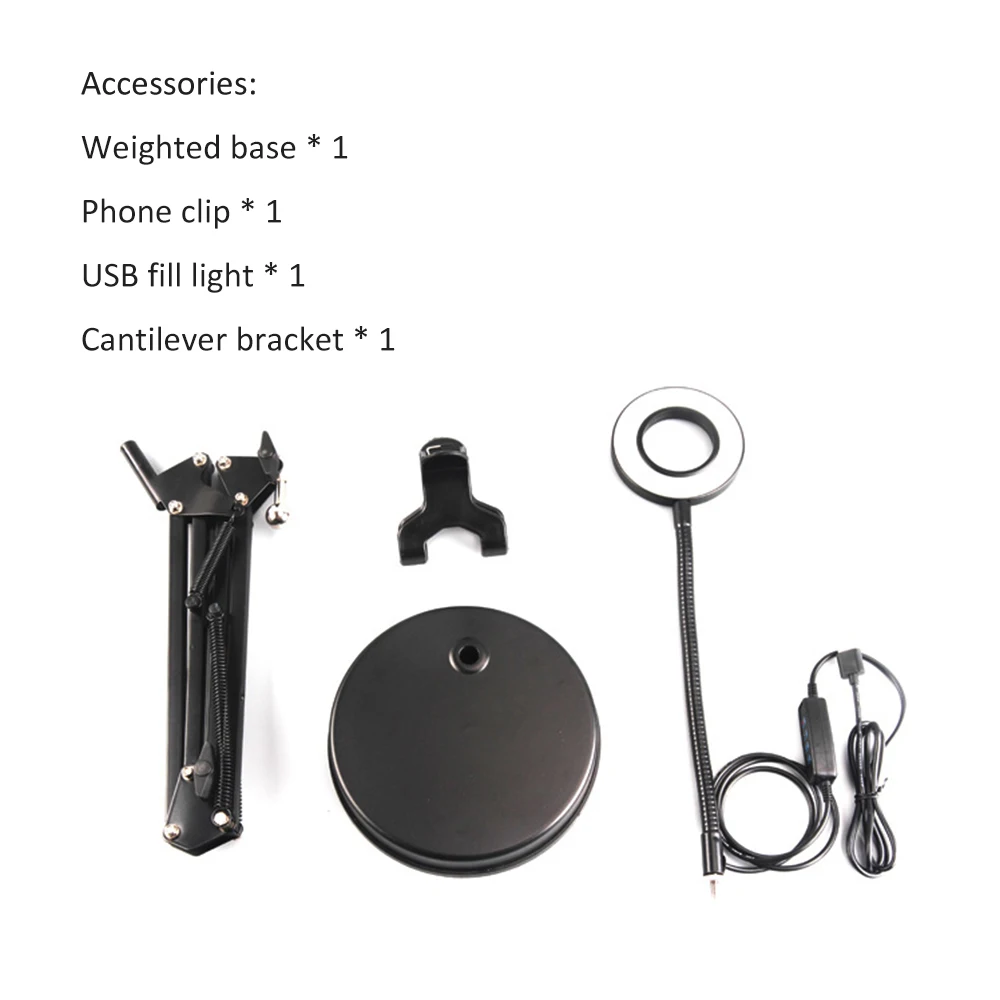Dimmable 17cm Ring Light Warm Cold Lamp With Long Arm Desktop Tablet Phone Holder Video Live Photography Selfie Light Holder 
Dimmable 17cm Ring Light Warm Cold Lamp With Long Arm Desktop Tablet Phone Holder Video Live Photography Selfie Light Holder