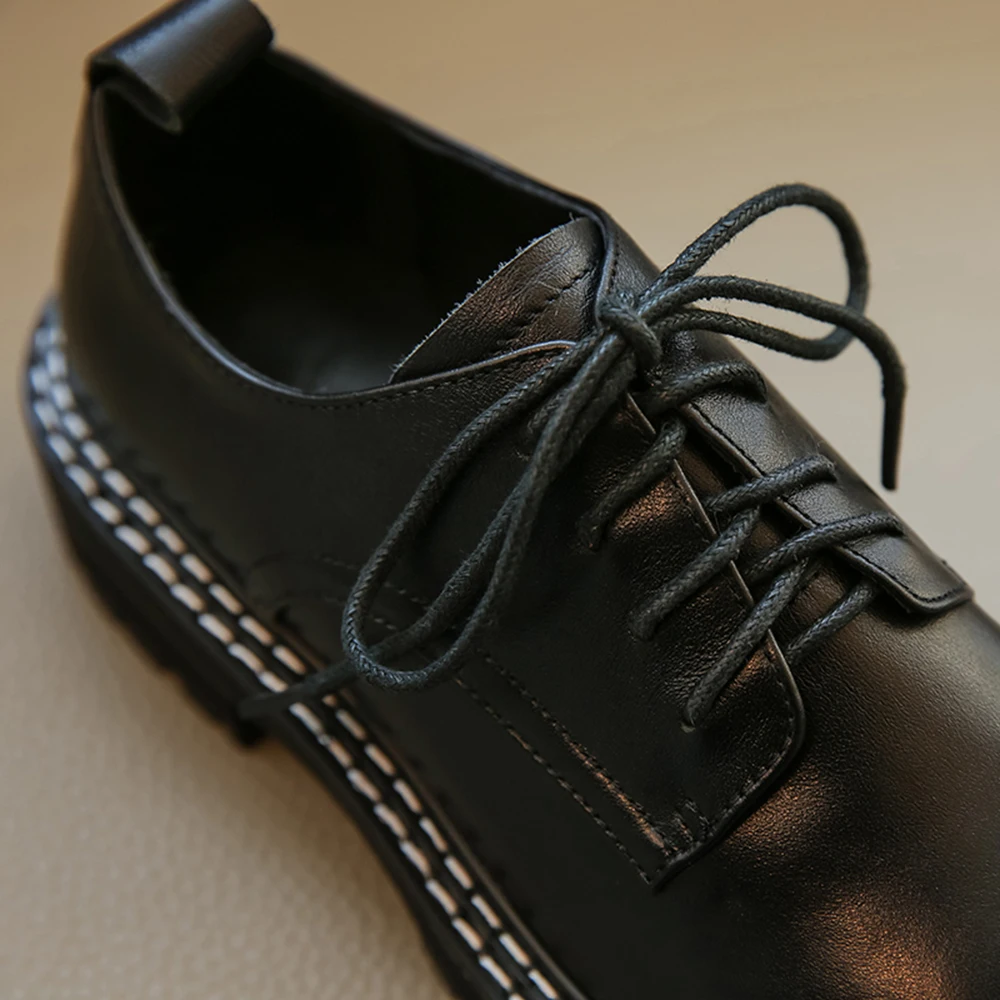 Women Genuine Leather Thick Sole Casual Shoes Lace-up Flat Platform Leisure Shoes Women Black White Women Loafers Size 34-41
Women Genuine Leather Thick Sole Casual Shoes Lace-up Flat Platform Leisure Shoes Women Black White Women Loafers Size 34-41