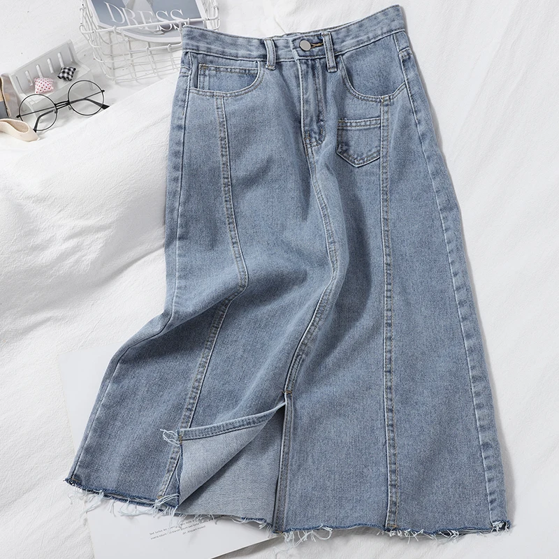 Abrini 2021 Summer Fall High Waist Bull-puncher Skirt Jean Straight Casual Basics Pocket Slim Mid-Calf Skirts Preppy Style
Abrini 2021 Summer Fall High Waist Bull-puncher Skirt Jean Straight Casual Basics Pocket Slim Mid-Calf Skirts Preppy Style