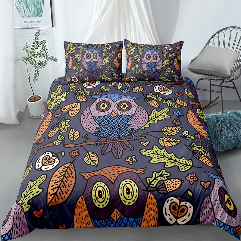 Home Textile Cartoon Bird Owl Bedding Set 3PCS Duvet Cover Pillowcase Printed Polyester Bed Sets 
Home Textile Cartoon Bird Owl Bedding Set 3PCS Duvet Cover Pillowcase Printed Polyester Bed Sets
