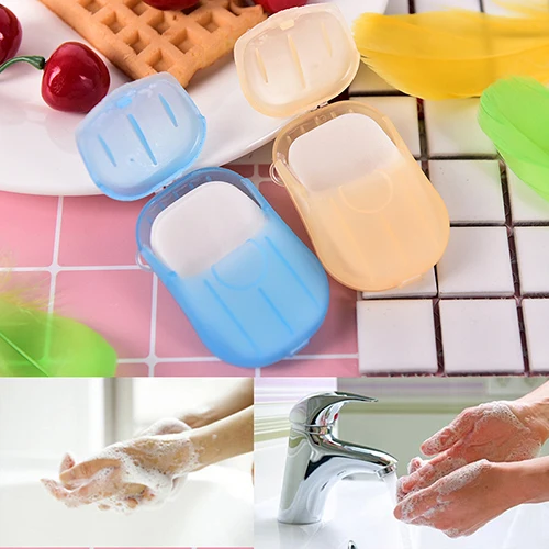 

1Box Portable Convenient Washing Hand Bath Soap flakes Travel Scented Slice Sheets Foaming Box Paper