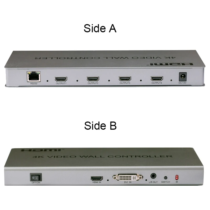 Настенный видеоконтроллер 4K 2x2 1x3 1x2 1x4 4x1 3x1 2x1 DVI HDMI процессор для сшивания большого
