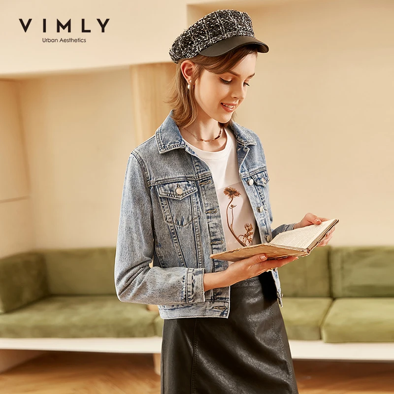 Куртка Vimly женская джинсовая, модная однобортная Короткая Повседневная куртка с отложным воротником, джинсовая куртка, 70232
Куртка Vimly женская джинсовая, модная однобортная Короткая Повседневная куртка с отложным воротником, джинсовая куртка, 70232