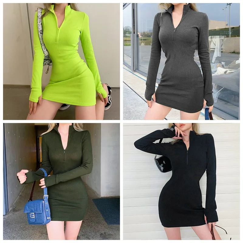 2020 New Fashion Women Solid Color Slim Basic Zipper Long Sleeve Bodycon Dress
2020 New Fashion Women Solid Color Slim Basic Zipper Long Sleeve Bodycon Dress