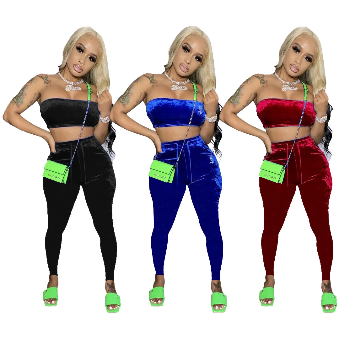 29D9329 Autumn Winter Women Outdoor Casual Home Sexy Solid Tube Top Navel Velvet Two Piece Set Tracksuit Sweatsuit Outfits Hot
29D9329 Autumn Winter Women Outdoor Casual Home Sexy Solid Tube Top Navel Velvet Two Piece Set Tracksuit Sweatsuit Outfits Hot