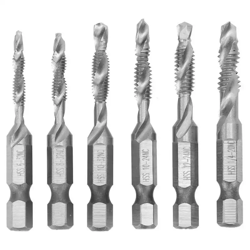 6Pcs Tap Drill Bits HSS Hex Shank Taps US Standard Screw Thread Combined Tapping Drill Bit Woodworking Hand Tools Machine taps
6Pcs Tap Drill Bits HSS Hex Shank Taps US Standard Screw Thread Combined Tapping Drill Bit Woodworking Hand Tools Machine taps
