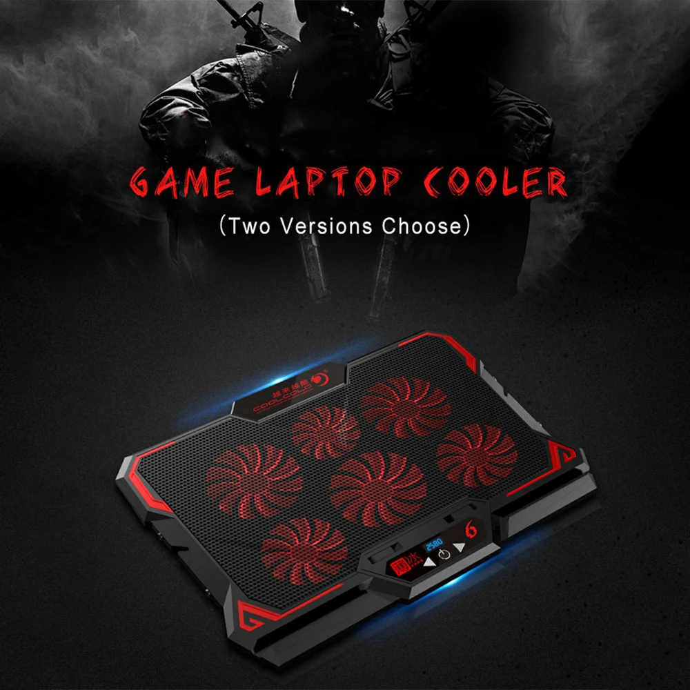 COOLCOLD 17inch Gaming Laptop Cooler Six Fan Led Screen Two USB Port 2600RPM Laptop Cooling Pad Notebook Stand for Laptop
COOLCOLD 17inch Gaming Laptop Cooler Six Fan Led Screen Two USB Port 2600RPM Laptop Cooling Pad Notebook Stand for Laptop