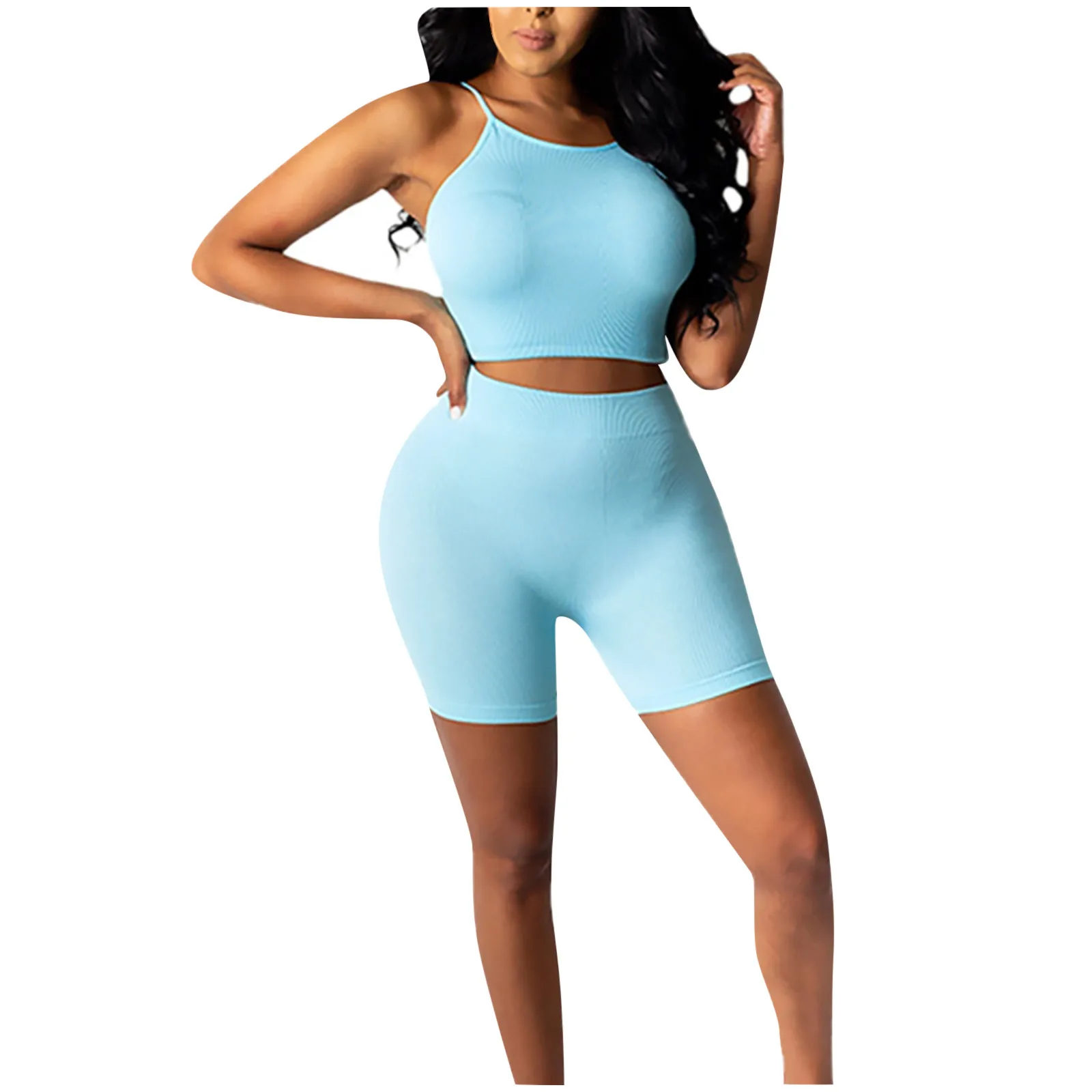 #56 Suits Summer Clothes Women's Seamless Stitching Pure Color Sling Strip Thread Two-piece Suit Conjunto Mujer Chandal Mujer
#56 Suits Summer Clothes Women's Seamless Stitching Pure Color Sling Strip Thread Two-piece Suit Conjunto Mujer Chandal Mujer