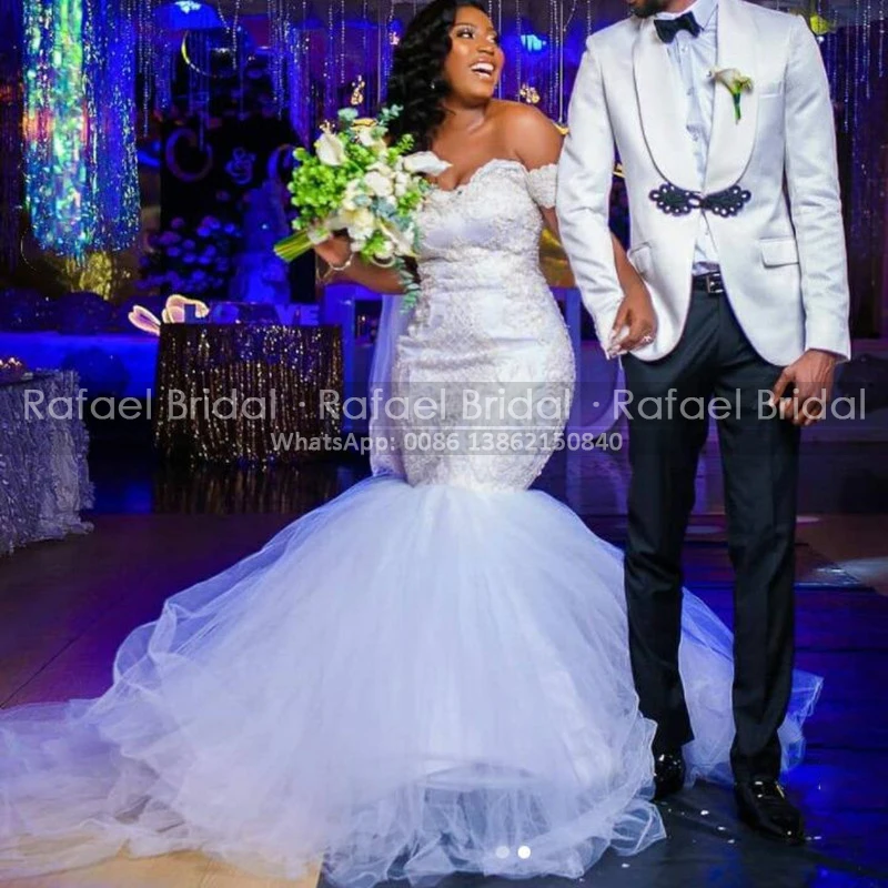 Fabulous White Appliques Wedding Dress Puffy Mermaid Sweetheart Neck Off Shoulder Long Court Train Women Dresses Bridal Gown
Fabulous White Appliques Wedding Dress Puffy Mermaid Sweetheart Neck Off Shoulder Long Court Train Women Dresses Bridal Gown