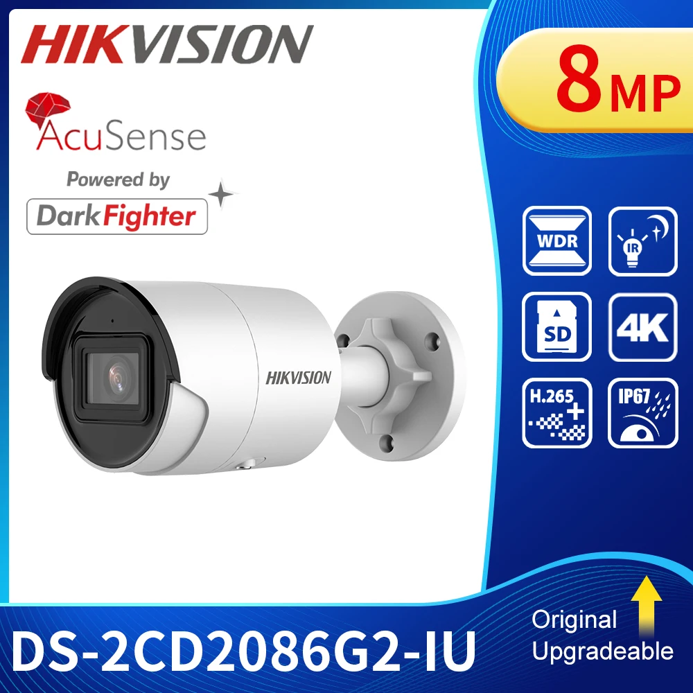 Оригинальная камера видеонаблюдения Hikvision 4K Mini AcuSense, уличная камера видеонаблюдения POE 8MP с микрофоном DS-2CD2086G2-IU IP66 H.265 +
Оригинальная камера видеонаблюдения Hikvision 4K Mini AcuSense, уличная камера видеонаблюдения POE 8MP с микрофоном DS-2CD2086G2-IU IP66 H.265 +