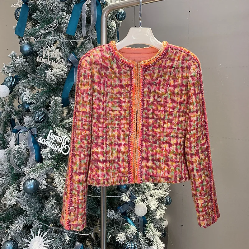 2021 New Spring Designer Women's High quality 100% Wool plaid tweed coat Chic elegant O-neck jackets Tops C695 
2021 New Spring Designer Women's High quality 100% Wool plaid tweed coat Chic elegant O-neck jackets Tops C695