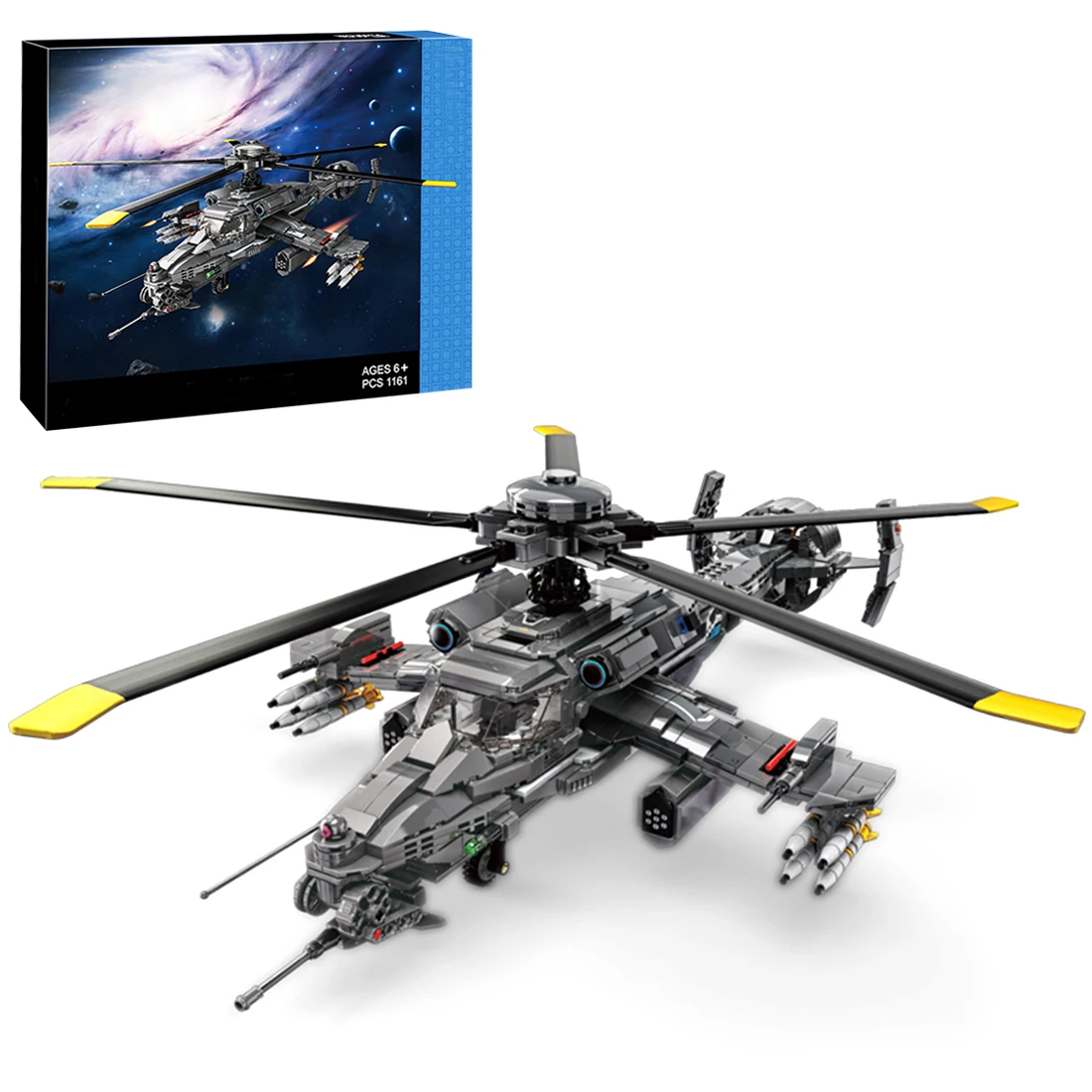 1161+Pcs Sci-Fi Series Attack Helicopter Building Blocks Bricks Model Kit With Slideable Wheels Block Assembly Toys
1161+Pcs Sci-Fi Series Attack Helicopter Building Blocks Bricks Model Kit With Slideable Wheels Block Assembly Toys