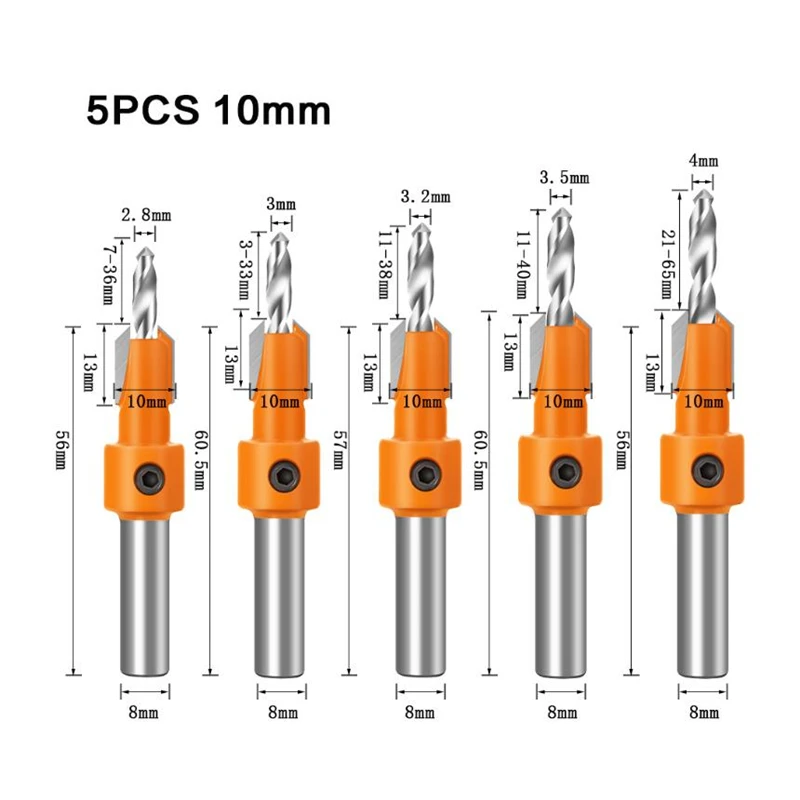 10mm Carbide Tip HSS Woodworking Countersink Drill Router Bit 8mm Shank Screw Extractor Remon Demolition for Wood Milling Cutter
10mm Carbide Tip HSS Woodworking Countersink Drill Router Bit 8mm Shank Screw Extractor Remon Demolition for Wood Milling Cutter