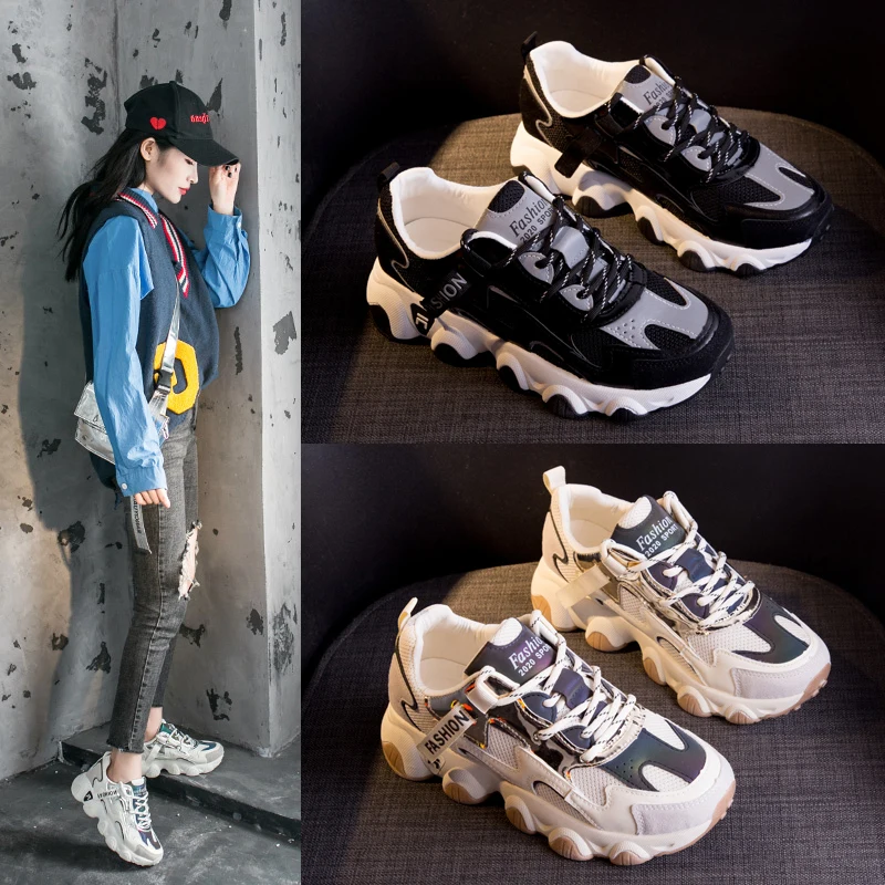 Platform Women Sneakers White 2021 Spring Sport Thick Sole Lady Leisure Shoes Lace Up Comfortable Female Chunky Sneakers Fashion
Platform Women Sneakers White 2021 Spring Sport Thick Sole Lady Leisure Shoes Lace Up Comfortable Female Chunky Sneakers Fashion