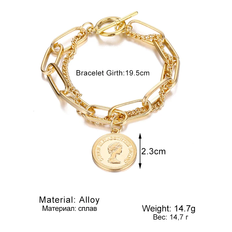 Punk Hip Hop Portrait Coin Bracelet Bohemian Retro Multilayer Chain Geometric Coin Pendant Bracelet Fashion Female Jewelry
Punk Hip Hop Portrait Coin Bracelet Bohemian Retro Multilayer Chain Geometric Coin Pendant Bracelet Fashion Female Jewelry