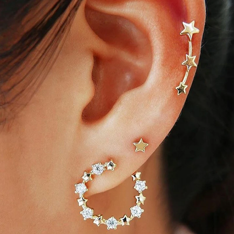 3 Pcs/Set New Fashion Jewelry Five-pointed Star Personality Earrings Luxury Gold For Women Bohemia Earrings Wholesale
3 Pcs/Set New Fashion Jewelry Five-pointed Star Personality Earrings Luxury Gold For Women Bohemia Earrings Wholesale