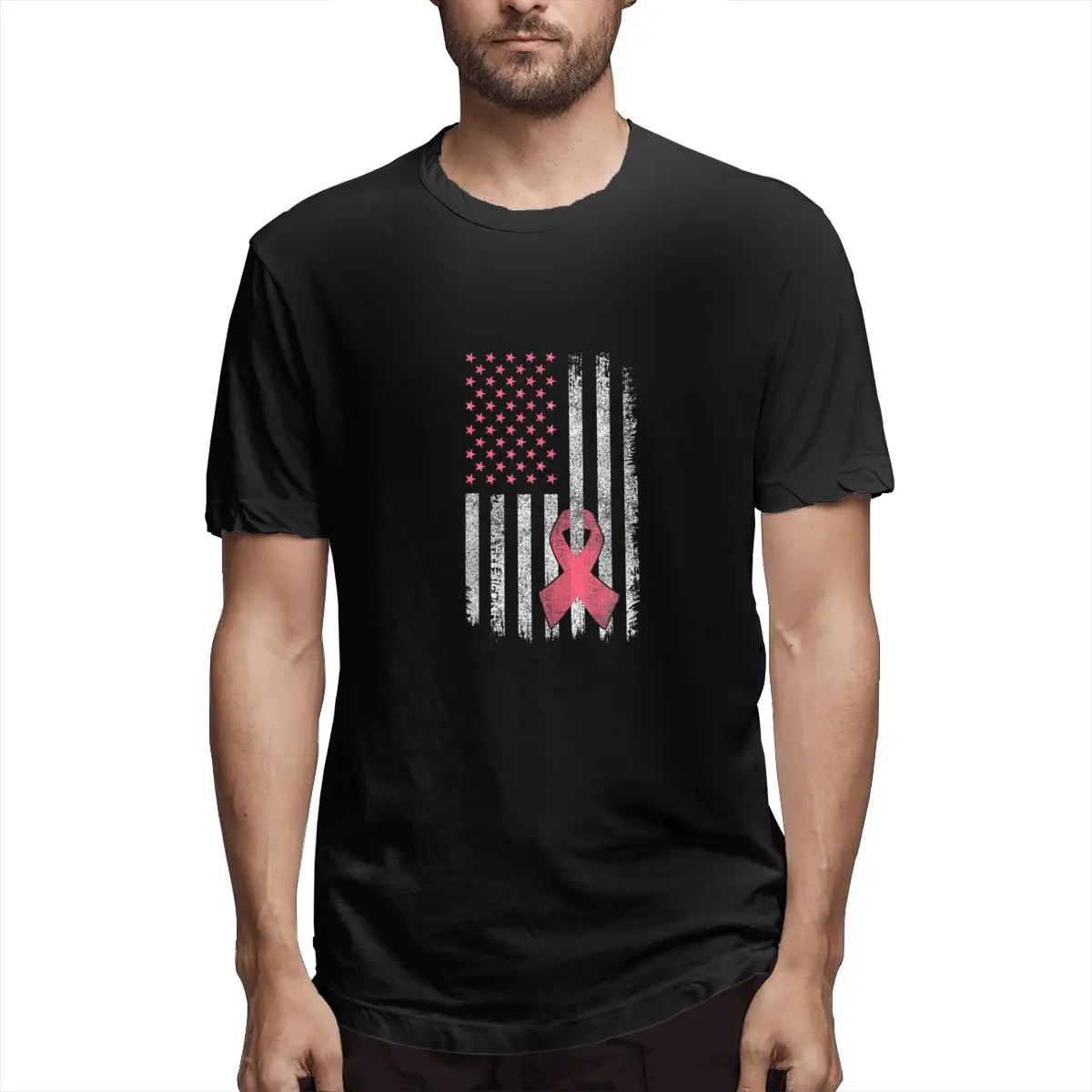 Breast Cancer Awareness American Flag Pink Ribbon Graphic Tee Men's Short Sleeve T-shirt Funny Cotton Tops
Breast Cancer Awareness American Flag Pink Ribbon Graphic Tee Men's Short Sleeve T-shirt Funny Cotton Tops