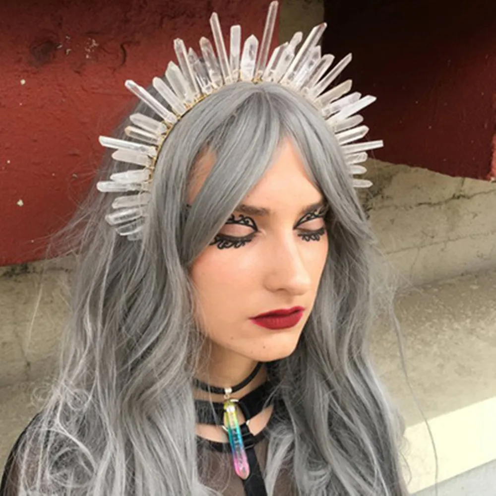 Handmade Clear Crystal Bridal Halo Crown Tiara Headband Hair Jewelry for Women White Natural Stone Wedding Crown Headpiece
Handmade Clear Crystal Bridal Halo Crown Tiara Headband Hair Jewelry for Women White Natural Stone Wedding Crown Headpiece