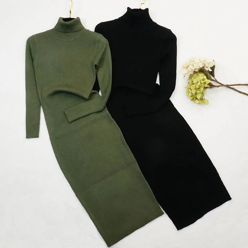 New Autumn Winter Women Knitted Dress Turtleneck Sweater Dresses Lady Slim Bodycon Long Sleeve Bottoming Dress Vestidos
New Autumn Winter Women Knitted Dress Turtleneck Sweater Dresses Lady Slim Bodycon Long Sleeve Bottoming Dress Vestidos