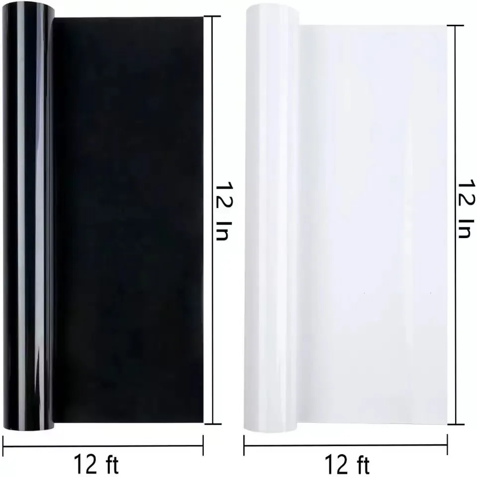 Heat Transfer Vinyl HTV for T-Shirts 12 in by 12 Ft/30cmx360cm 2 Rolls (White and Black)
Heat Transfer Vinyl HTV for T-Shirts 12 in by 12 Ft/30cmx360cm 2 Rolls (White and Black)