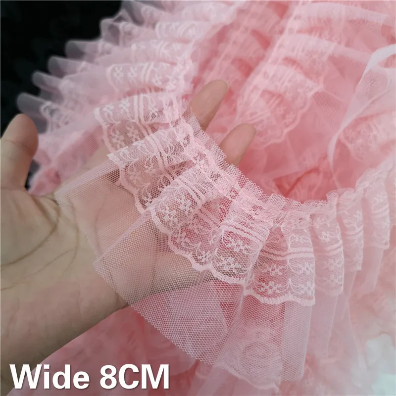 8CM Wide Double Layers Pink Mesh Embroidered Flower 3D Pleated Lace Fringe Ribbon Ruffle Trim DIY Garment Sewing Accessories
8CM Wide Double Layers Pink Mesh Embroidered Flower 3D Pleated Lace Fringe Ribbon Ruffle Trim DIY Garment Sewing Accessories