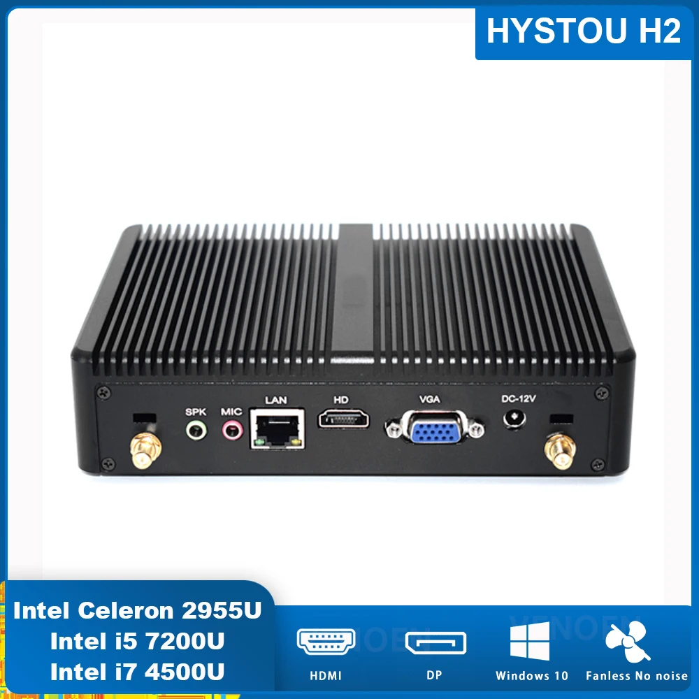 Core i5 7200U i7 5500U HYSTOU безвентиляторный мини ПК Windows 10 HDMI VGA 300M WIFI HTPC компьютер Linux i3 7100U 4K