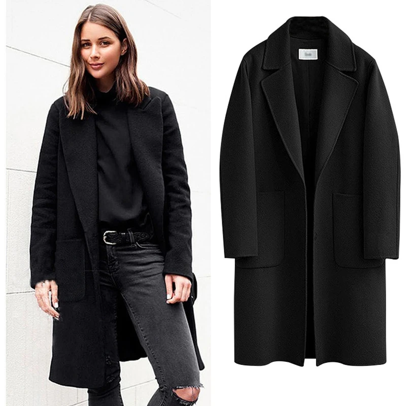 Women Coat Wool Mid Long Autumn Winter Lady Outerwear Simple Black Camel Plus Size Woolen Blends Overcoat Plus Size Clothes Chic
Women Coat Wool Mid Long Autumn Winter Lady Outerwear Simple Black Camel Plus Size Woolen Blends Overcoat Plus Size Clothes Chic