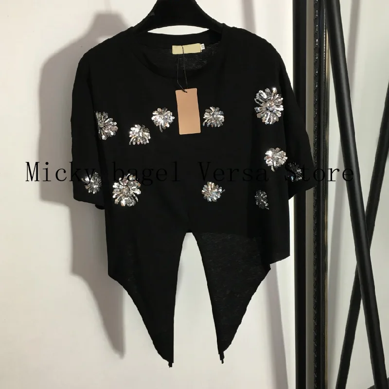 High end quality fashion Sequin embroidered flowers women's short T-shirt luxury design knot waist short sleeve women's T-shirt
High end quality fashion Sequin embroidered flowers women's short T-shirt luxury design knot waist short sleeve women's T-shirt