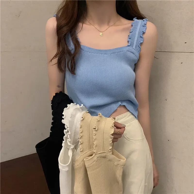 Knitting Cropped Tops Ribbed Solid White Tees Female Casual Sexy Tshirts Edible Tree Fungus Camis High Street Sleeveless Clothes
Knitting Cropped Tops Ribbed Solid White Tees Female Casual Sexy Tshirts Edible Tree Fungus Camis High Street Sleeveless Clothes