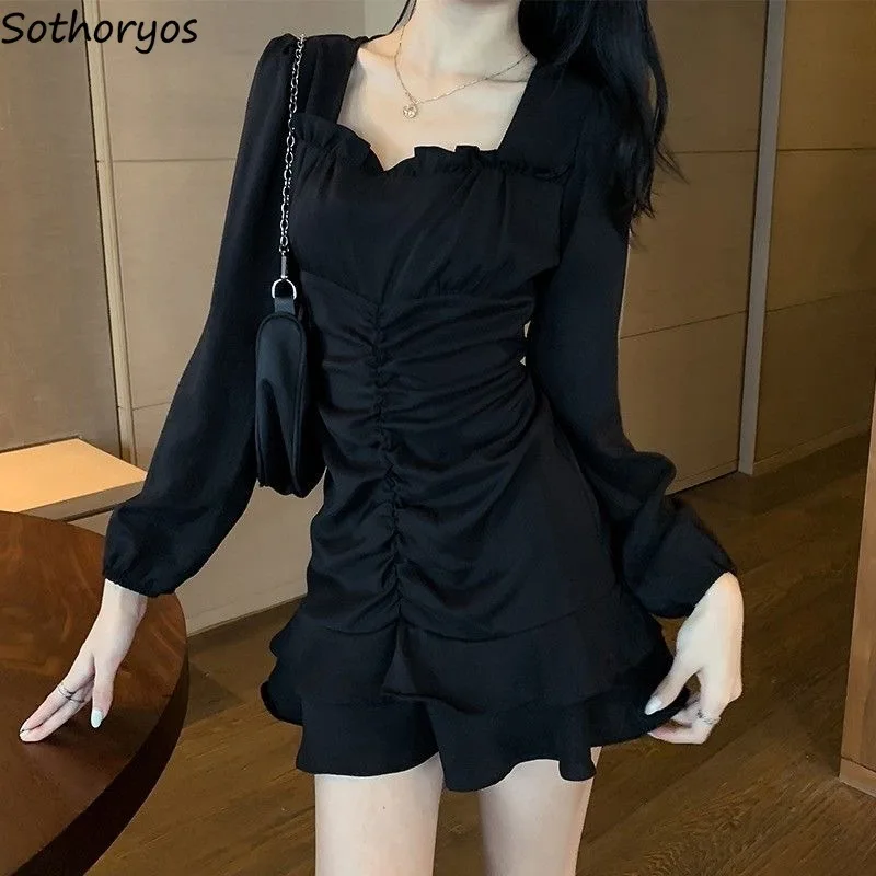 Black Puff Sleeve Women Dress Sweet Fungus Square Collar Mini-dress Temperament Spring French Vintage Fashion Ruffles Vestidos
Black Puff Sleeve Women Dress Sweet Fungus Square Collar Mini-dress Temperament Spring French Vintage Fashion Ruffles Vestidos