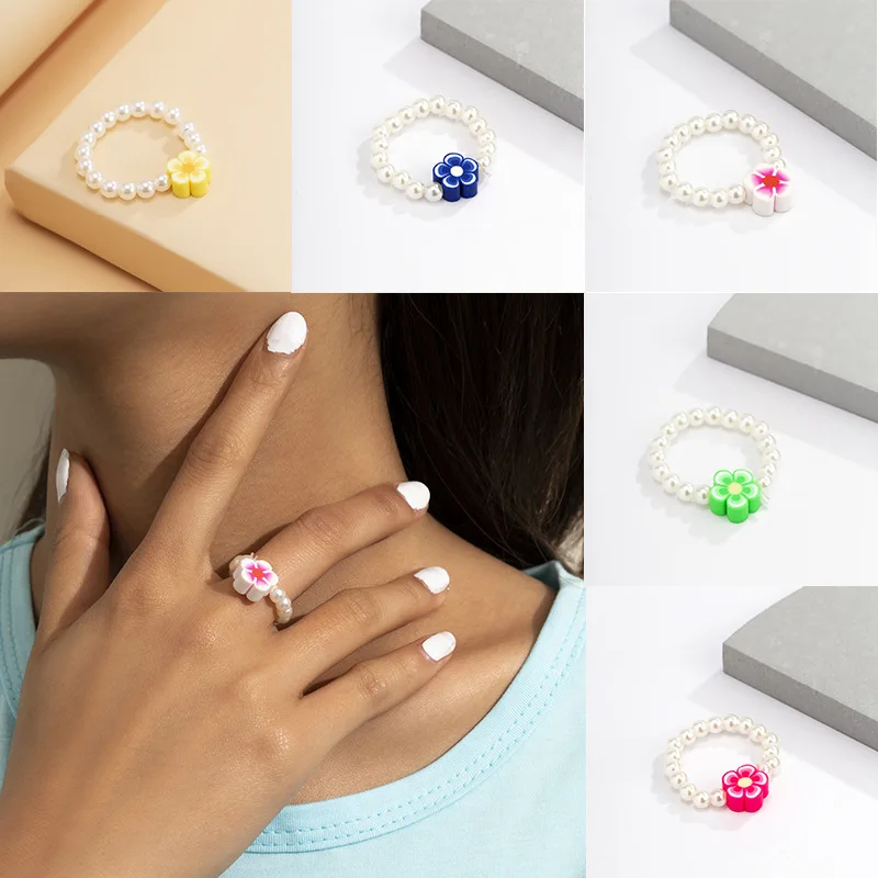 Fashionable cute color acrylic imitation pearl beaded ring women's color bohemian flower heart-shaped ring adjustable handmade
Fashionable cute color acrylic imitation pearl beaded ring women's color bohemian flower heart-shaped ring adjustable handmade